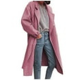 thumbnail image 2 of Qetyuw Womens Wool Trench Coat Long Sleeve Lapel Casual Pea Coat Winter Double Breasted Warm Open Front Jacket Outwear, 2 of 5