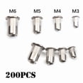 thumbnail image 2 of 200pcs Set de tuerca de remache 304 Cabezal plano de acero inoxidable Pasca de rosca roscada Inserte Nutsert Tap Nuez de remache M3 M4 M5 M6 Kit de surtido, 2 of 6