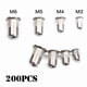 thumbnail image 2 of 200pcs Set de tuerca de remache 304 Cabezal plano de acero inoxidable Pasca de rosca roscada Inserte Nutsert Tap Nuez de remache M3 M4 M5 M6 Kit de surtido, 2 of 6
