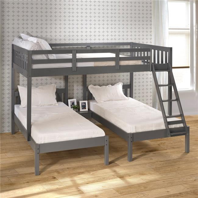 Donco PD2332FTTDG Full Over Double Twin Bunk Bed, Dark Grey Walmart