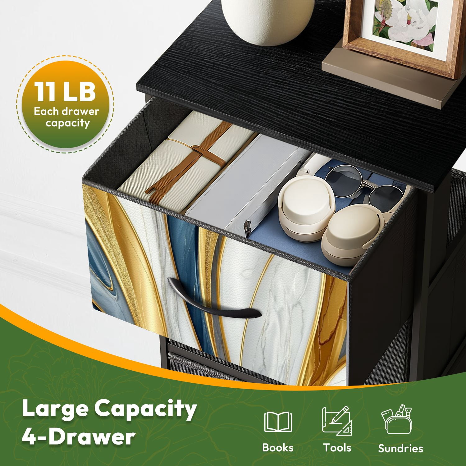 Kanworse 4 Drawer Fabric Dresser for Bedroom Abstract luxury marble art marbling Chests of Drawers for Closet Organizers Storage