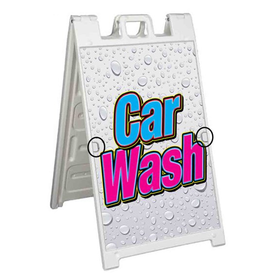 Car Wash (24" X 36") Deluxe A-Frame Signicade, Includes 2 Removable Panels & Stand