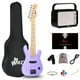 thumbnail image 1 of WINZZ Kit de guitarra eléctrica para principiantes de 30 pulgadas, mini guitarra eléctrica portátil con amplificador, estuche, cuerdas adicionales, púas, correa, cable y llave, color morado especial, 1 of 5