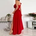 thumbnail image 5 of Womens Summer Ruffle One Shoulder Maxi Dresses Elegant Cocktail Party Dress Pleated Side Split Long Formal Dress, 5 of 6