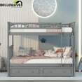 thumbnail image 4 of Bellemave Full Over Full Bunk Bed with 2 Storage Drawers,Wooden Bunk Bed Frame with Guardrails for Bedroom, Can be Convertible into 2 Beds(Gray), 4 of 14