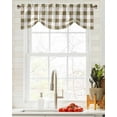 thumbnail image 4 of Fsddascl Brown Plaid Tie Up Valance Curtains for Windows, Kitchen Curtains Window Treatments, Spring Summer Farmhouse Buffalo Checkered Short Window Shades Valances for Bedroom Bathroom Cafe 42"x18", 4 of 7