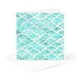 thumbnail image 5 of 3drose, Pretty, Aqua and White Watercolor Japanese Fan Pattern, 12 Greeting Cards with Envelopes, 5 of 7