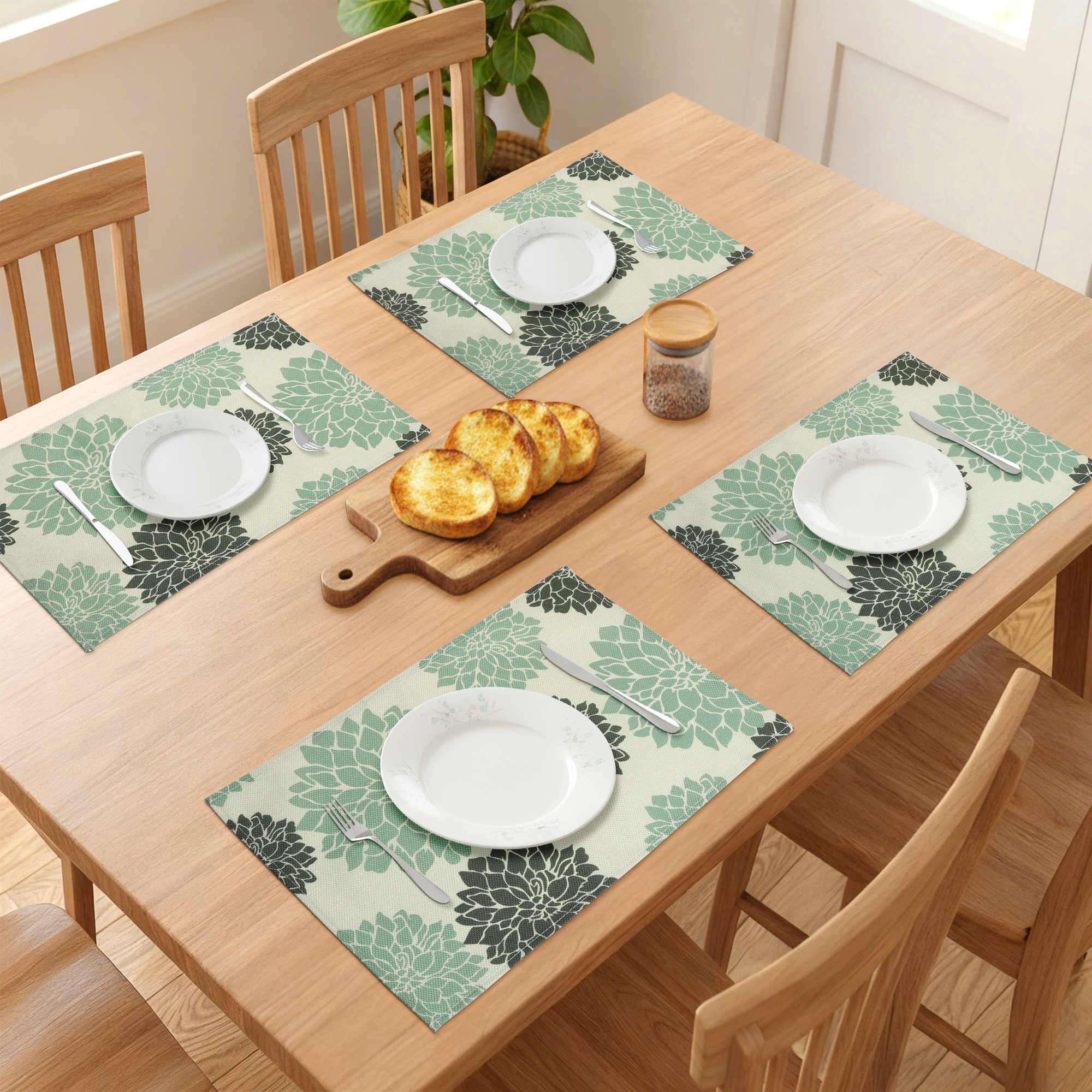 Unique Bargains Plastic Placemats Set of 6 for Dining Table Decor Indoor Floral