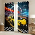 thumbnail image 2 of Castle Fairy Children Teens Racing Car Black Out Curtains,Geometric Plaid Grid Curtains Pack of 2 (42x63 Each),Extreme Sport Bedroom Curtains,Lightweight Room Decor, 2 of 6
