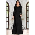 thumbnail image 3 of KOH KOH Long Sleeve Modest Fall Winter Elegant Evening Flowy Empire Waist Full Floor Length Cocktail Formal Tall Pleated Maxi Dress Gown Abaya For Women Black Small US 4-6 NT009, 3 of 7