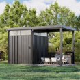 thumbnail image 6 of Patiowell 2-in-1 Metal Shed with 7' x 7' Lockable Storsge Shed & 7' x 7' Open-Sided Firewood Shed for Garden, Backyard, Patio Use, Black, 6 of 8