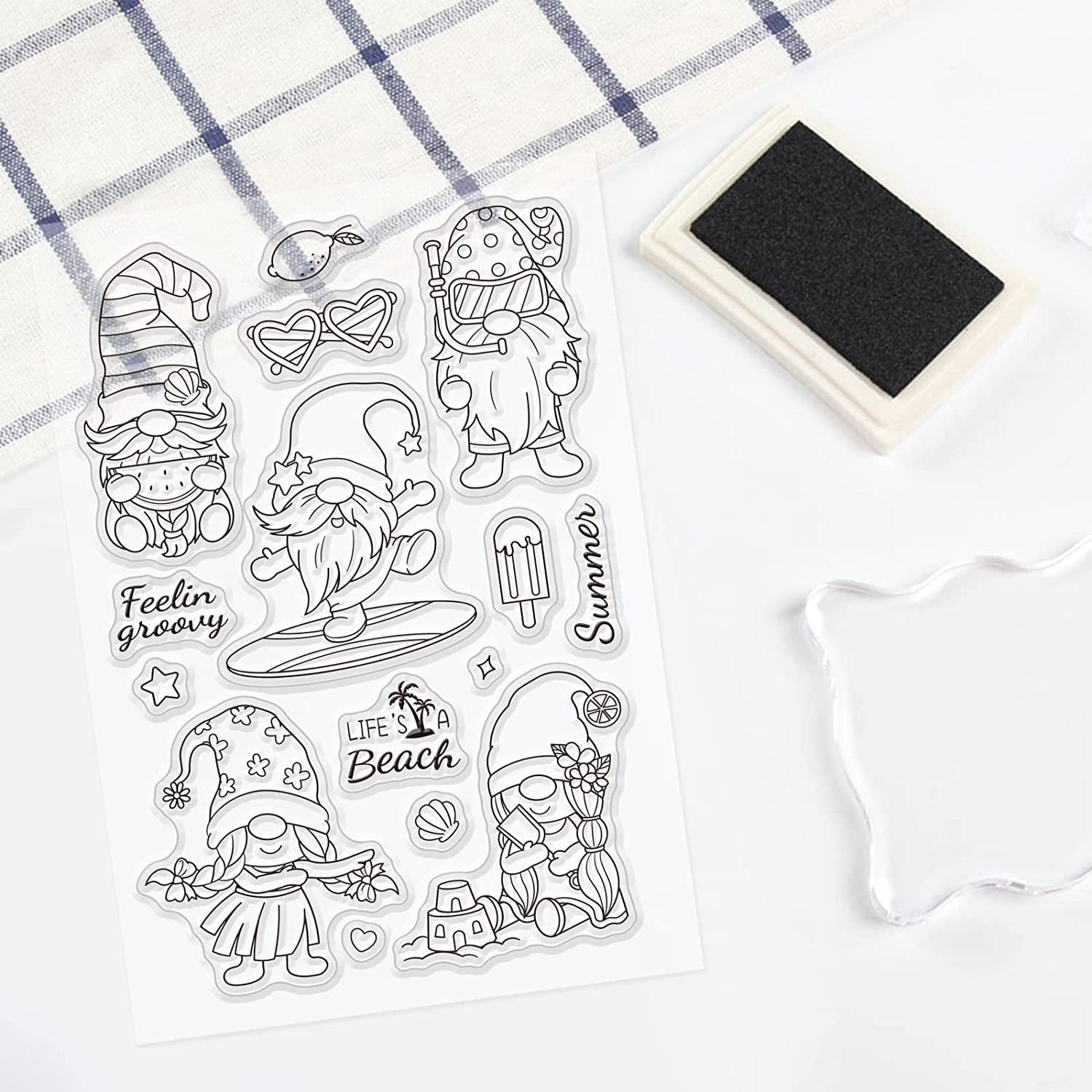 Gnome Pool Scene Transparent Stamps For DIY Scrapbooking Paper Cards Making Craf