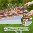 thumbnail image 6 of Boho Tablecloth Square Artistic Room Decor Style, Waterproof Vinyl, Elastic Fitted, Backed, Reusable, Spill-Resistant, 6 of 6