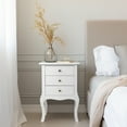 thumbnail image 5 of Ktaxon Night Stand, Retro Bedside Cabinet with 3 Large Storage Drawers and Solid Wood Curved Legs Living Room Bedroom Furniture,White, 5 of 12