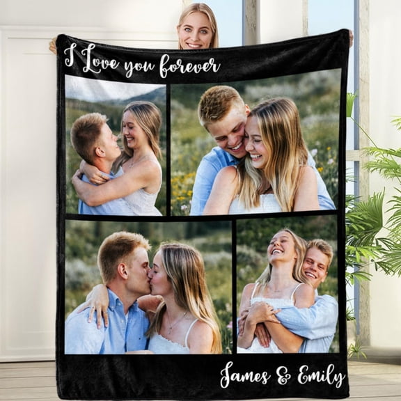 Brythos 30*40inch Custom Blankets for Anniversaries and Weddings,Great Gifts for Wives, Husbands, BFs and GFs; Photo Customizable Style Available