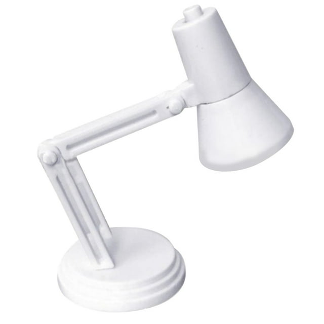 Trayknick 1/6 Maison de Poupée Miniature Lampe de Table Réglable Lumière Poupée Accessoires de Décoration de la Pièce Blanc