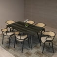 thumbnail image 5 of LeisureMod Dining Chair Upholstered in Leather with Curved Wicker Back Armchair and Black Powder-Coated Stainless Steel Frame and Legs for Modern Home, Kitchen Collection in Taupe, 5 of 11