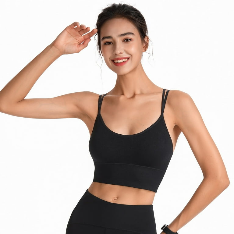 Bodychum 6 Kinds Women's Strappy Sports Bras Fitness Workout Padded Yoga Bra  Criss Cross Back Small Vest for Girls 