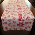 thumbnail image 2 of Cotton Print Table Runner Floral Quilting Pattern Flowers Hearts and Butterfly Red, 2 of 3