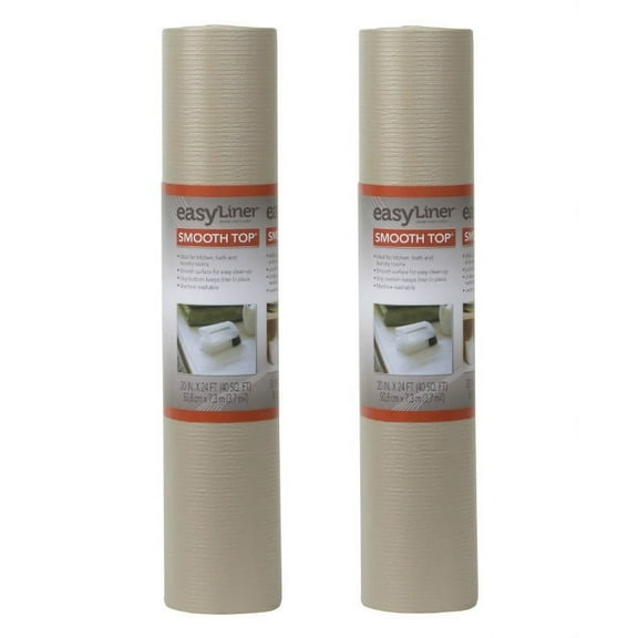 Duck Brand 281873 Smooth Top Easy Liner Non-Adhesive Shelf Liner 20-Inch x 24-Foot, Taupe, 2 Pack