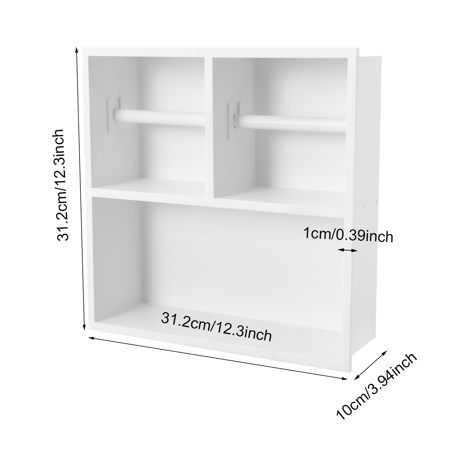 304 Stainless White Recessed Modern Steel Toilet Paper Holder Dual Toilet Roll Holder 12.2*3.94*12.2