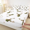 thumbnail image 4 of Castle Fairy Camo Woodland Deer Queen Sheets 4 Pieces,Vintage Camouflage Wildlife Queen Sheet Sets,Rust Olive,1 Fitted Sheet, 1 Flat Sheet and 2 Pillowcases, 4 of 6