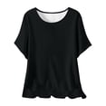 thumbnail image 1 of Plebaso Hauts d'Été pour Femmes Manches Courtes Col Rond T-Shirts Confortables Blouses Amples pour Femmes, 1 of 5