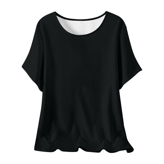 Plebaso Hauts d'Été pour Femmes Manches Courtes Col Rond T-Shirts Confortables Blouses Amples pour Femmes