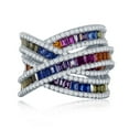 thumbnail image 2 of Daily Delight TheJewelryHut Designer Sterling Silver Rainbow Baguette CZ Double 'X' Ring, 2 of 3