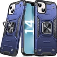 thumbnail image 1 of Designed for iPhone 14 Case, Military Grade Protective Phone Case Cover with Enhanced Metal Ring Kickstand [Support Magnet Mount] Compatible with iPhone 14 6.1, Blue, 1 of 5