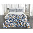 thumbnail image 3 of Ambesonne Abstract Quilted Bedspread Set 3 Pcs, Bubble Retro, King Size, Sky Blue Cinnamon, 3 of 5
