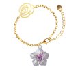 thumbnail image 2 of Delight Jewelry Silvertone Pink & Purple Butterfly on Large Flower Gold-tone Flower Link Chain Bracelet, 6.75"+2" Extender, 2 of 4