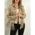 thumbnail image 3 of Suagox Women's Sequin Party Jackets Sparkly Long Sleeve Open Front Tassel Jackets Blazers Clubwear, 3 of 9