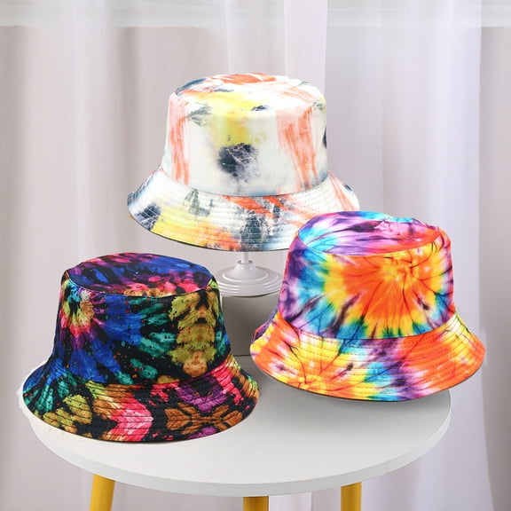 SPRING PARK Unisex Bucket Hat Tie-die Printed Fisherman Cap Reversible Sun Hat for Women Men