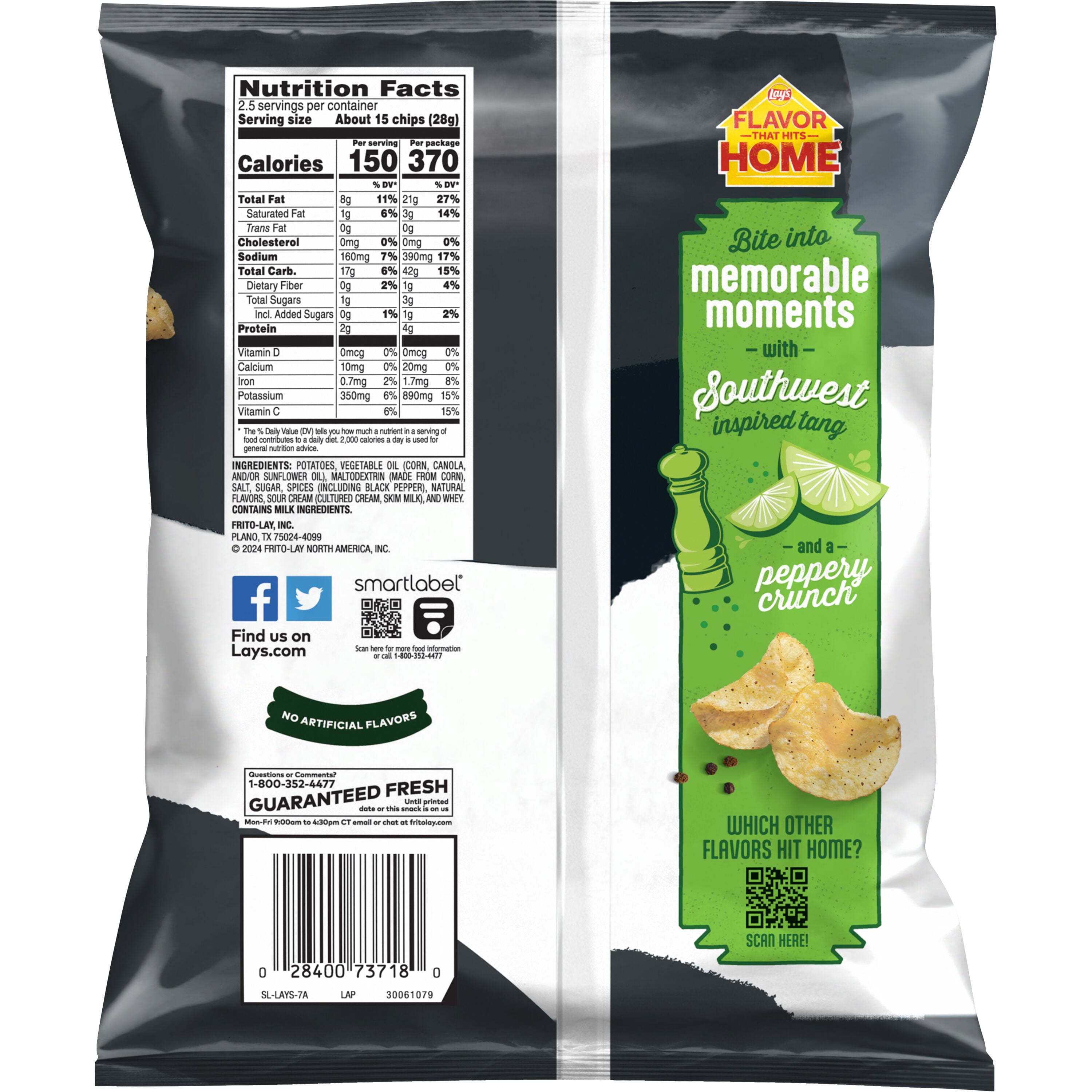LAYS KETTLE COOKED LIME & CRACKED PEPPER