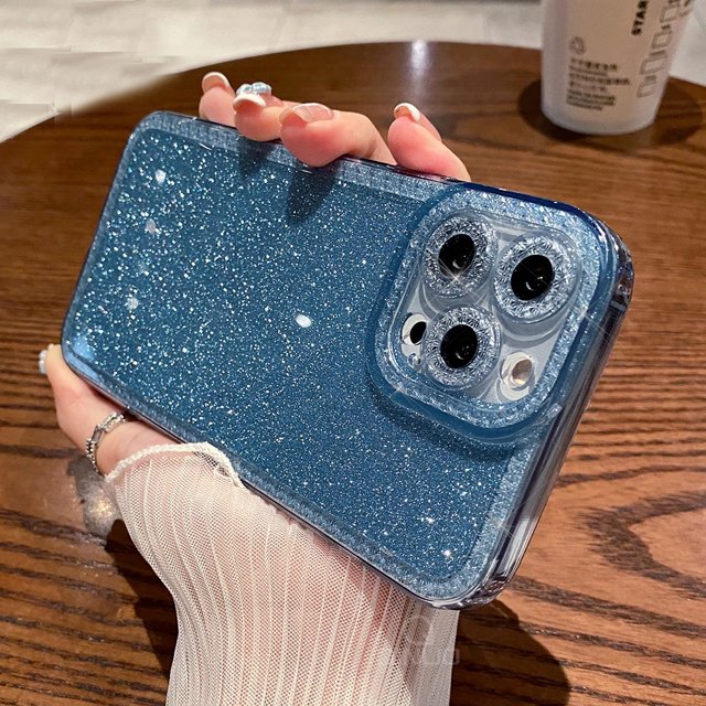Funda Protectora De Silicona Suave Con Purpurina Para iPhone 11 , 12 , 13 , Pro X , XS , XR Max