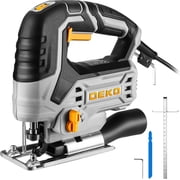 Restored Jig Saw Corded DEKOPRO Electric Jigsaw Tool Power Jig Saws for Woodworking, Wood Cutter Hand Tool with 6 Variable Speed, 4 Orbital Settings,  45  Bevel Cutting, Tool-less Blade Quick