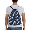 thumbnail image 2 of Drawstring Backpack - Cartoon Cute Hammerhead Shark Splash Proof Small Drawstring Gym Bag for Women Men, Cinch Sports String Bag Backpack for Travel Swimming Beach, 2 of 8