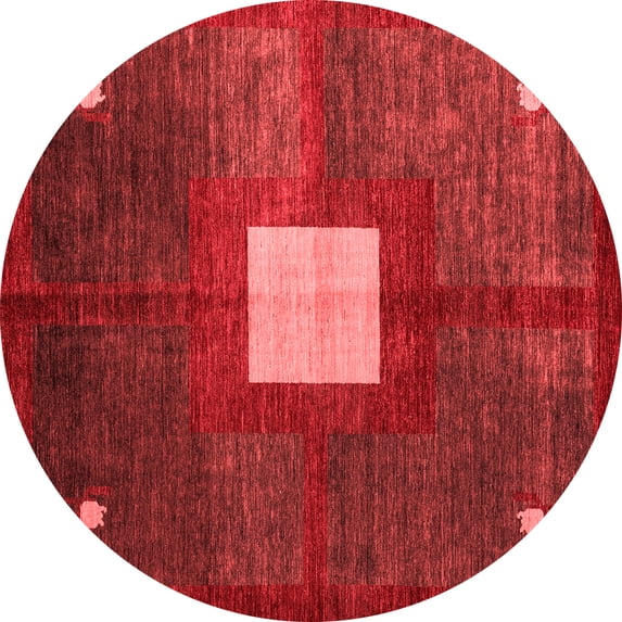 Ahgly Company Indoor Round Abstract Red Modern Area Rugs, 3' Round