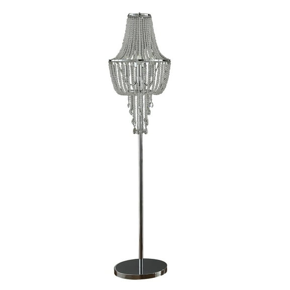 Cara 62 Inch Floor Lamp - Hanging Drop Design - Crystal and Metal - Chrome