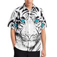 thumbnail image 3 of Camisa informal con estampado de rayas de piel de tigre para hombre, camisa hawaiana de vacaciones de manga corta, camiseta de gran tamaño para hombre, blusas, ropa, 3 of 5