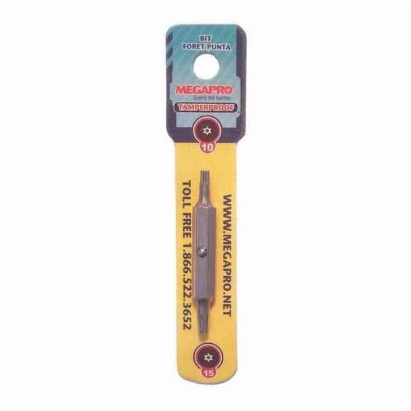 Megapro Insert Bit,SAE,1/4",T10, T15,2-1/4" TDT10-15-C-B