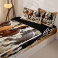 thumbnail image 3 of Homewish Rustic Galloping Horse Zipper Queen Comforter Set with Fitted Sheet and 2 Pillowcases,Vintage Farm Animal Zipper Bedding Set For Boys,Black Reversible,4pcs, 3 of 7