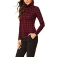 thumbnail image 4 of INSPIRE CHIC Women's Blouse Slim Fit Turtleneck Pleated Front Long Sleeve Knit Top L Red, 4 of 8