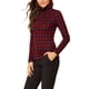 thumbnail image 4 of INSPIRE CHIC Camiseta de rayas de mujer de manga larga, casual, ajustada, de cuello alto, para primavera, otoño, fiesta de Navidad 2026 S Roja, 4 of 8