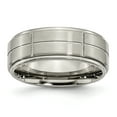 thumbnail image 1 of Titanium Brushed Center 8mm Ridged Edge Wedding Ring Band Size 10.00, 1 of 10