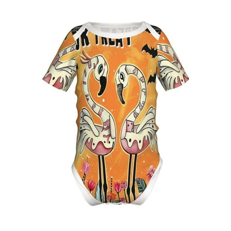 

Lukts Halloween Flamingos Print Baby Short Sleeve Romper Onesie for Newborn Baby Boys and Girls-18 Months
