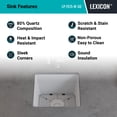thumbnail image 6 of 15" x 15" Quartz Kitchen Sink, Single Bowl Sink, Drop-in Sink, Undermount Sink, Granite Kitchen Sink, Galaxy White Kitchen Sink, Lexicon Platinum LP-1515-W-SO, 6 of 9