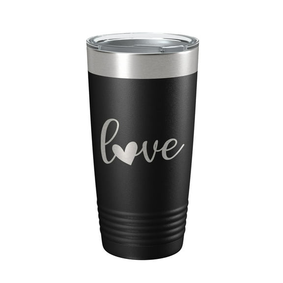 Love Tumbler Travel Mug Insulated Laser Engraved Coffee Cup 20 oz Black
