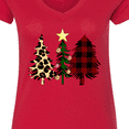 thumbnail image 4 of Inktastic Three Christmas Trees in Plaid and Leopard Print Women's V-Neck T-Shirt, 4 of 5